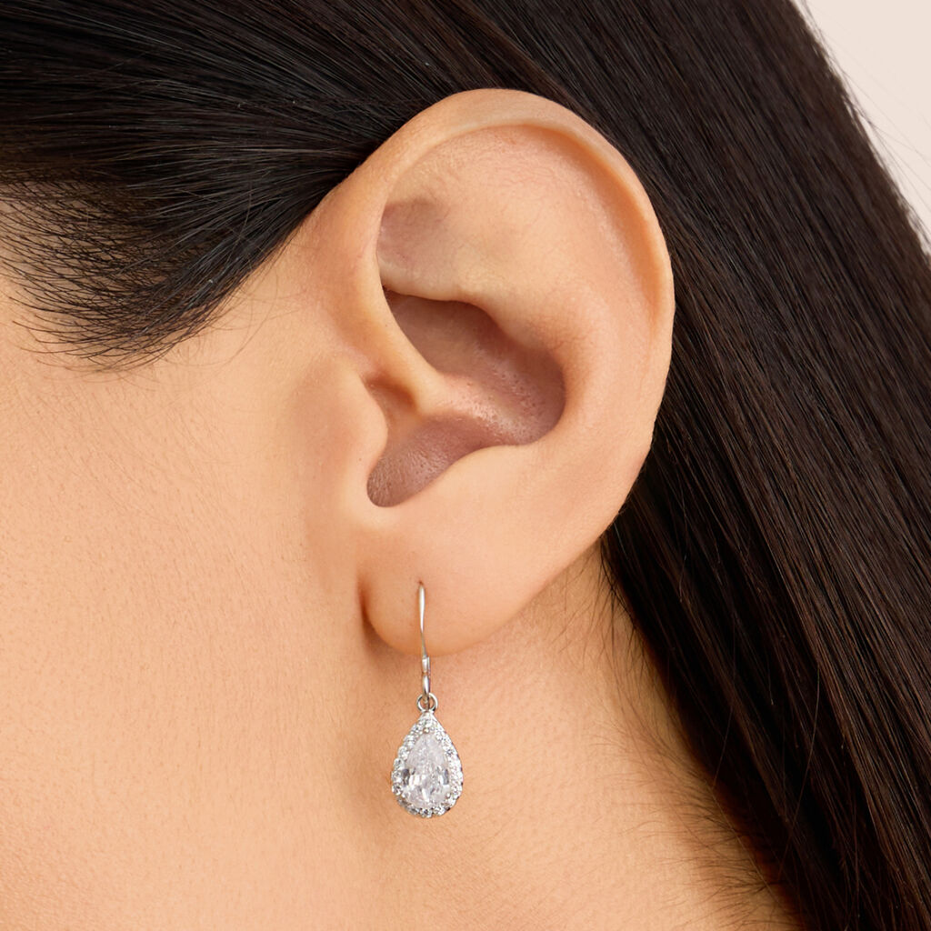 Orecchini Pendenti Punto Luce Silver Elegance Argento Rodiato Cubic Zirconia