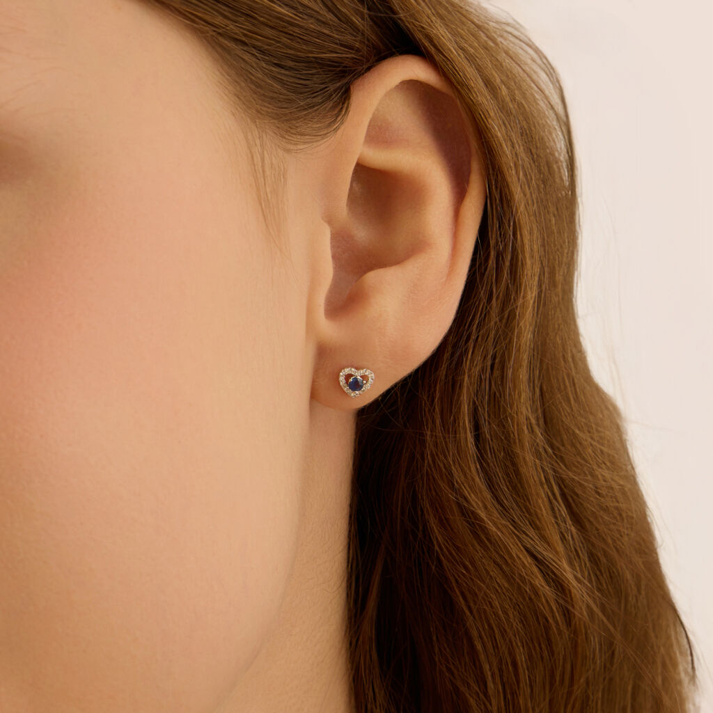 Orecchini Lobo Charlotte Oro Bianco Zaffiro Diamante