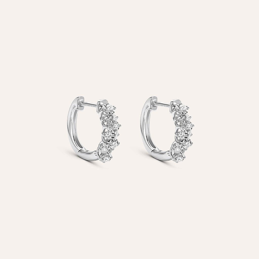 Orecchini A Cerchio Diamotion Oro Bianco Diamante - Orecchini a Cerchio Donna | Stroili