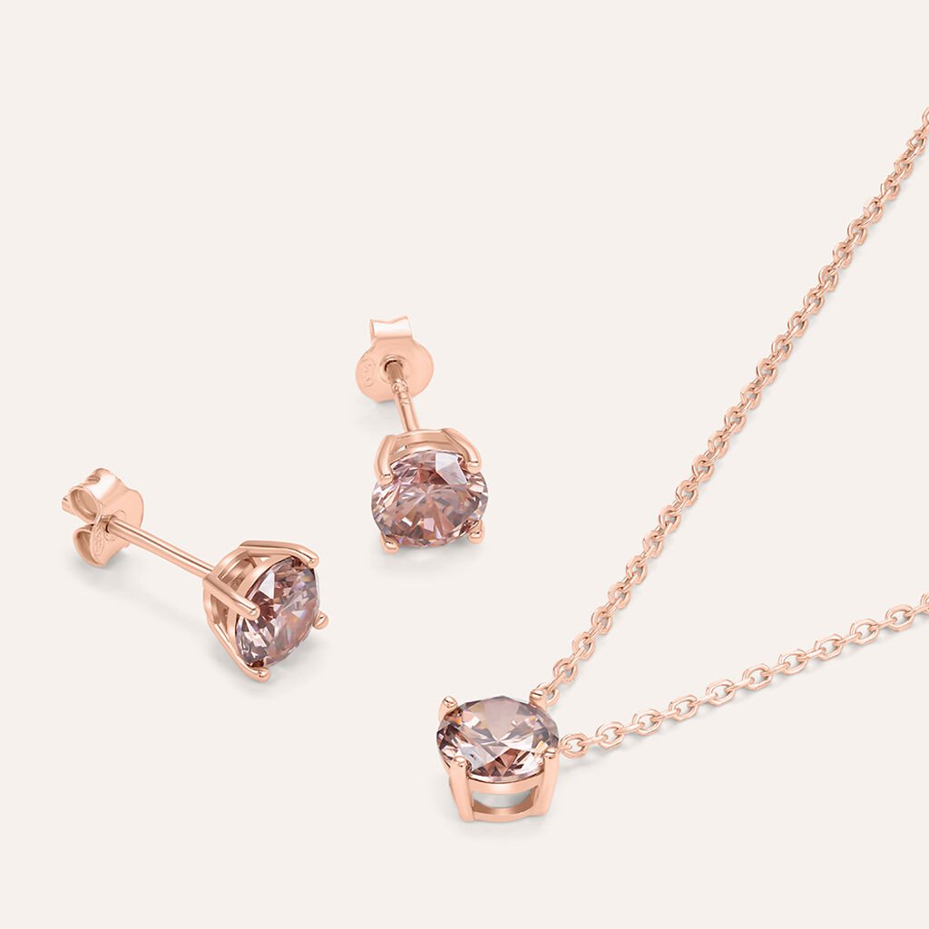 Orecchini Lobo Punto Luce Silver Rainbow Argento Rosato Cubic Zirconia