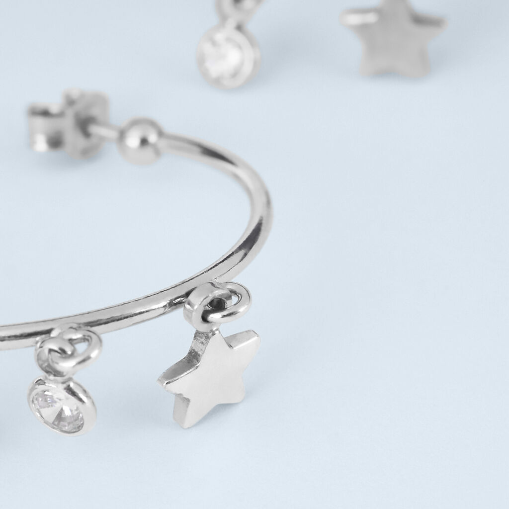 Orecchini A Cerchio Silver Collection Argento Rodiato Cubic Zirconia