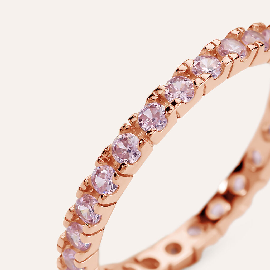 Anello Eternity Silver Rainbow Argento Rosa Cubic Zirconia