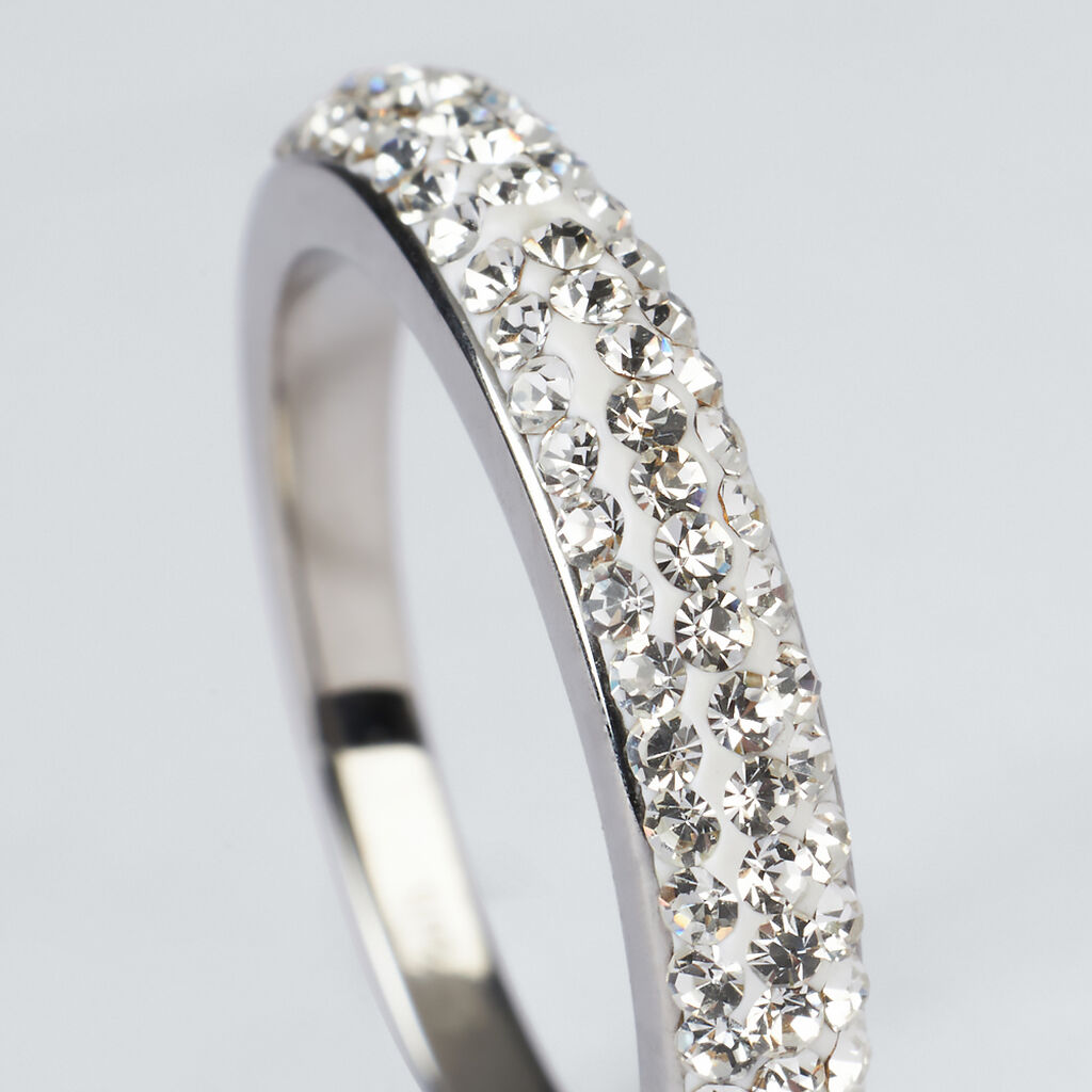 Anello Fascia Aura Acciaio Cristallo