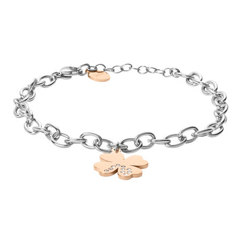 Bracciale Lady Chic Acciaio Bicolore Bianco / Rosa Cristallo - Bracciali con Incisione Donna | Stroili