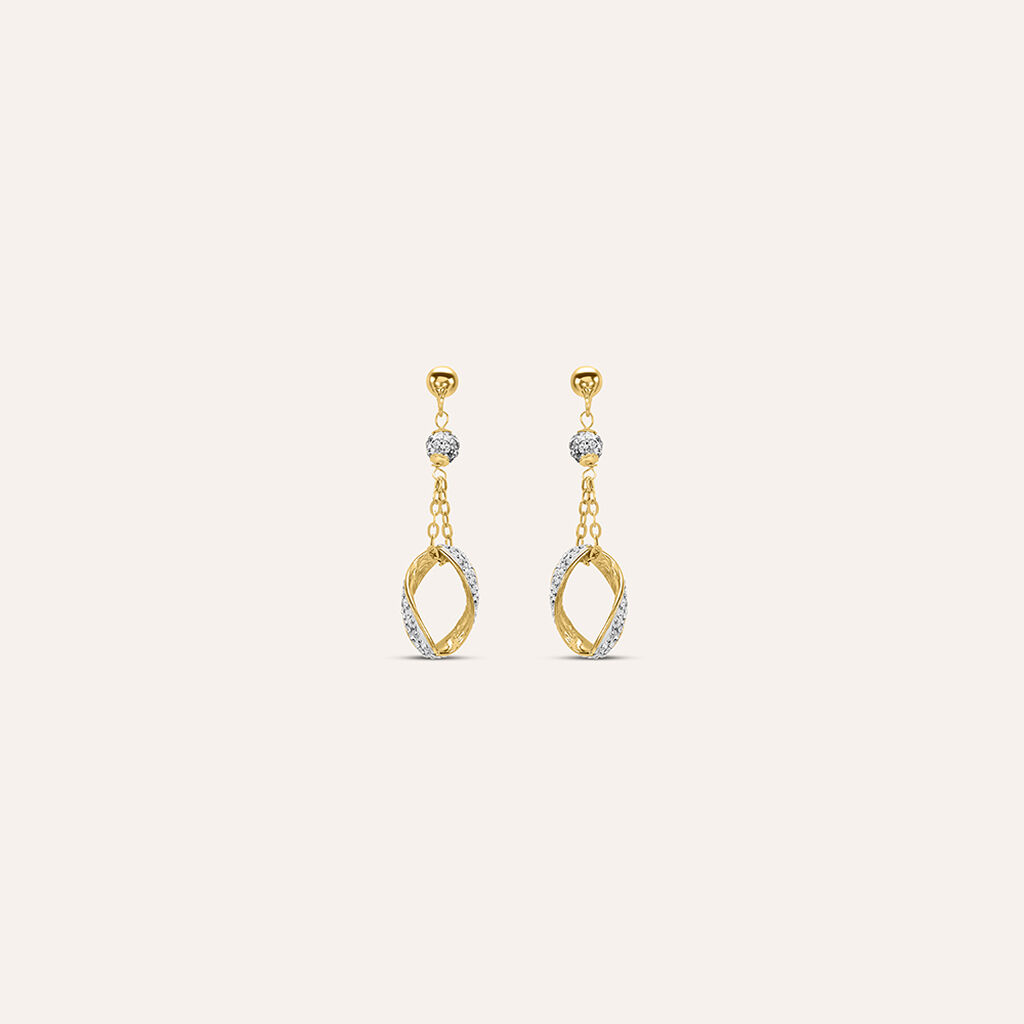 Orecchini Pendenti Crystal Gold Oro Giallo Cristallo