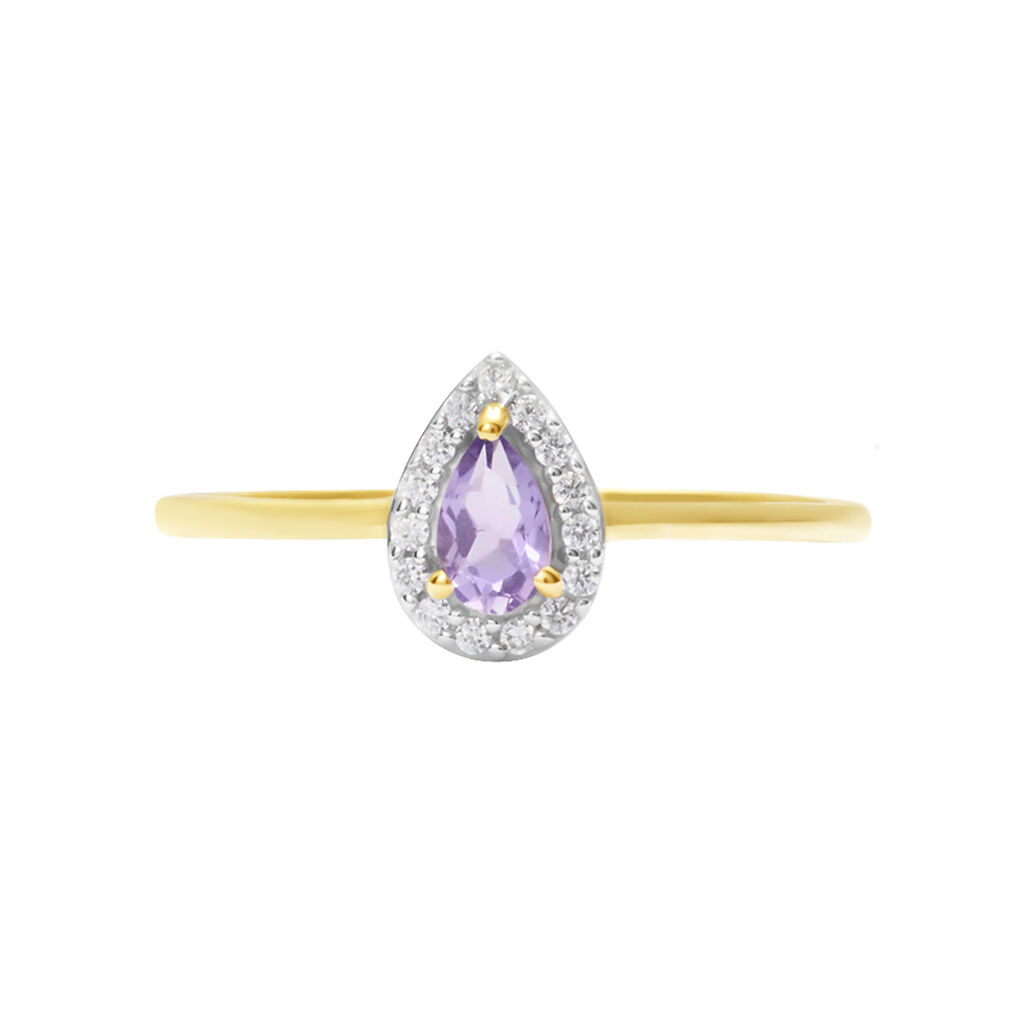 Anello Solitario Amélie Oro Giallo Ametista Cubic Zirconia - Anelli con Pietre Donna | Stroili