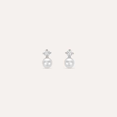 Orecchini Lobo Bon Ton Oro Bianco Perla D'Acqua Dolce Cubic Zirconia - Orecchini a Lobo Donna | Stroili