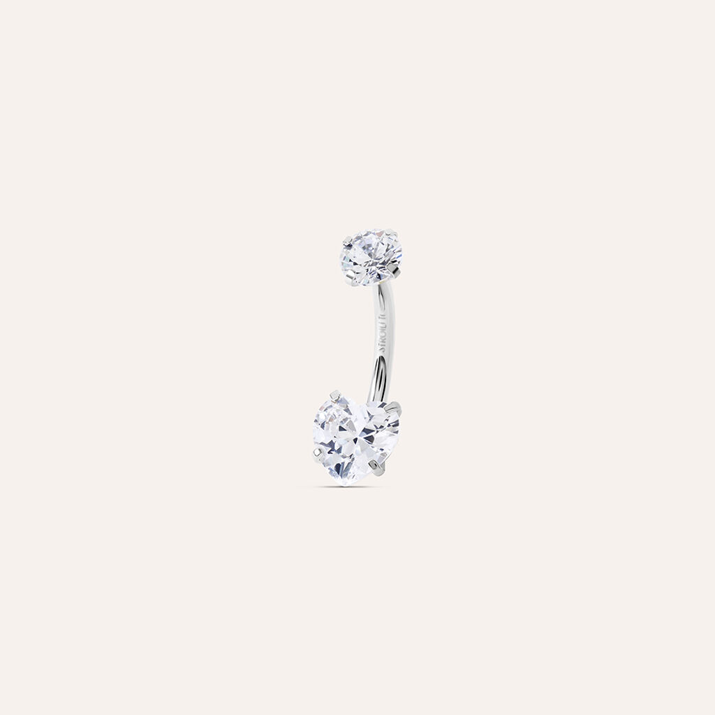 Piercing Ombelico Punto Luce Moonlight Titanio ASTM F136 Bianco Cubic Zirconia