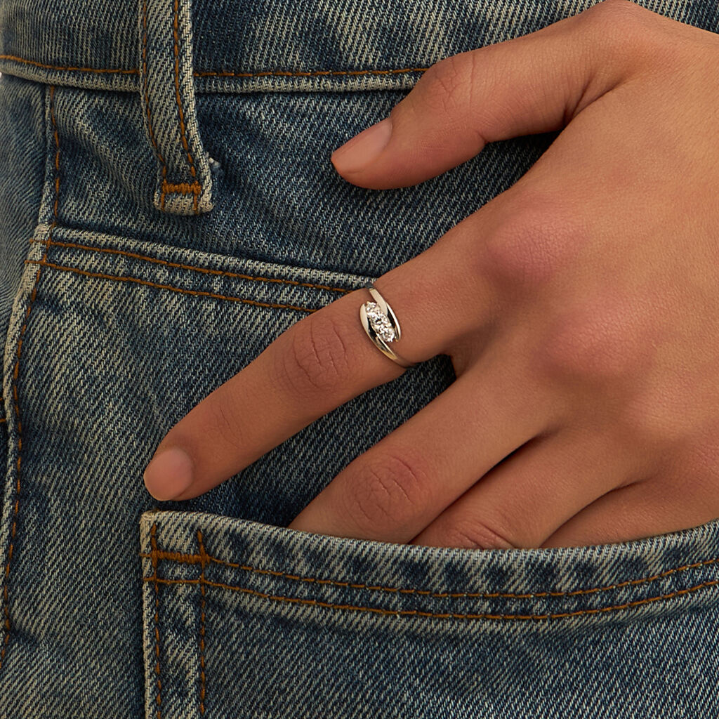 Anello Trilogy Claire Oro Bianco Cubic Zirconia - Anelli con Pietre Donna | Stroili