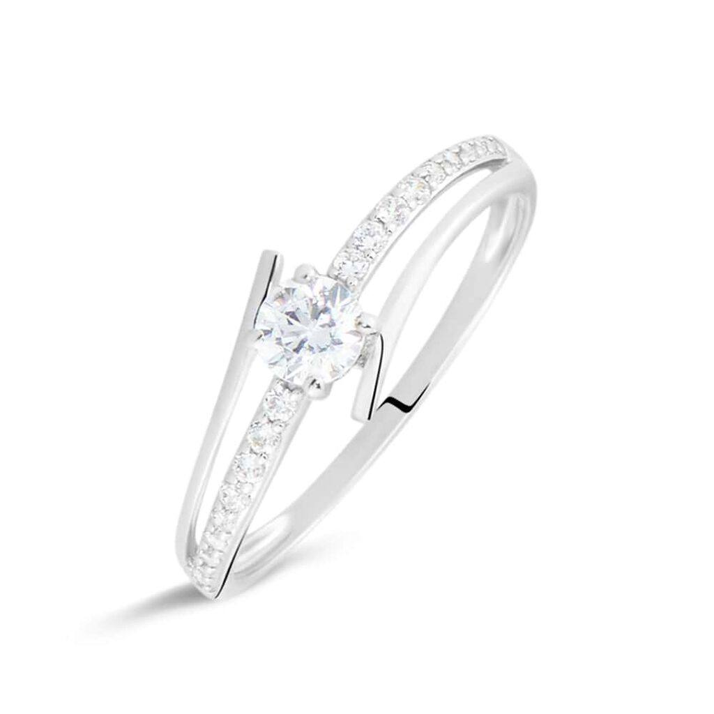 Anello Solitario Claire Oro Bianco Cubic Zirconia - Anelli con Pietre Donna | Stroili
