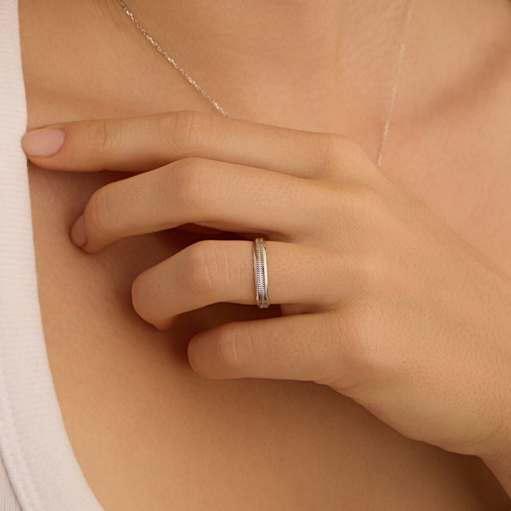 Fede Classica Diamantata 3.3 mm Oro Bianco
