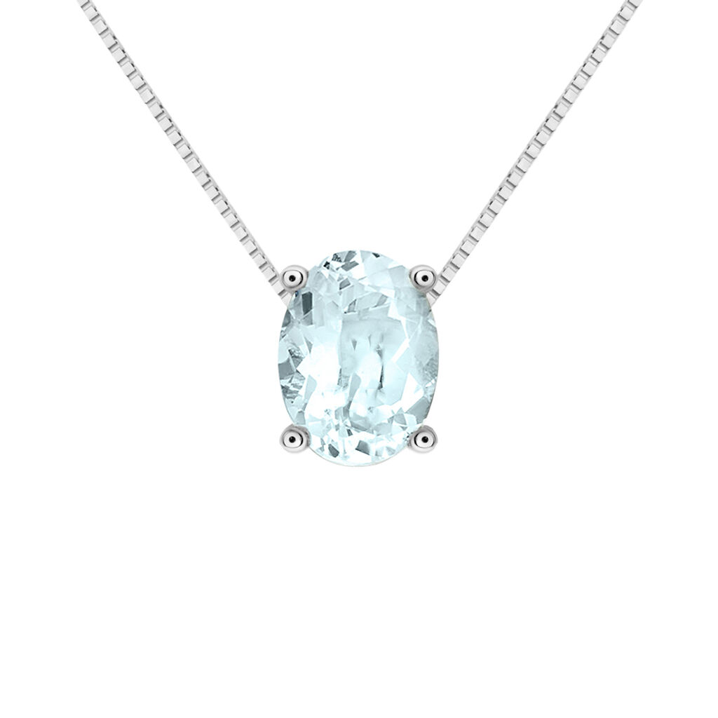 Collana Punto Luce Acquamarina Oro Bianco Acquamarina