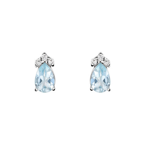 Orecchini Lobo Punto Luce Acquamarina Oro Bianco Acquamarina Diamante - Orecchini a Lobo Donna | Stroili