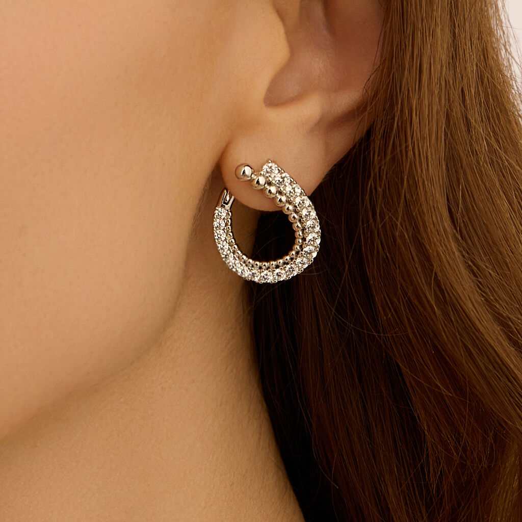 Orecchini Lobo Silver Shine Argento Rodiato Cubic Zirconia