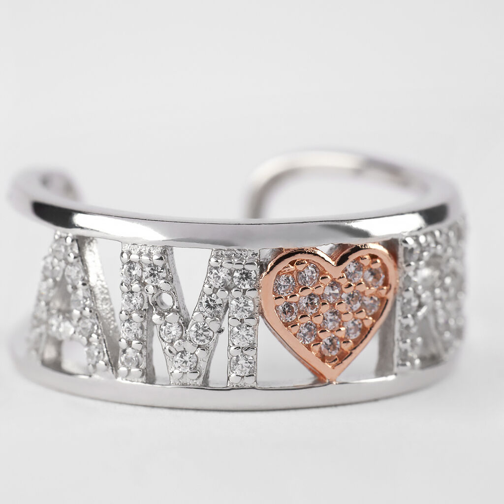 Anello Fantasia Silver Moments Argento Bicolore Bianco / Rosa Cubic Zirconia - Anelli con Pietre Donna | Stroili