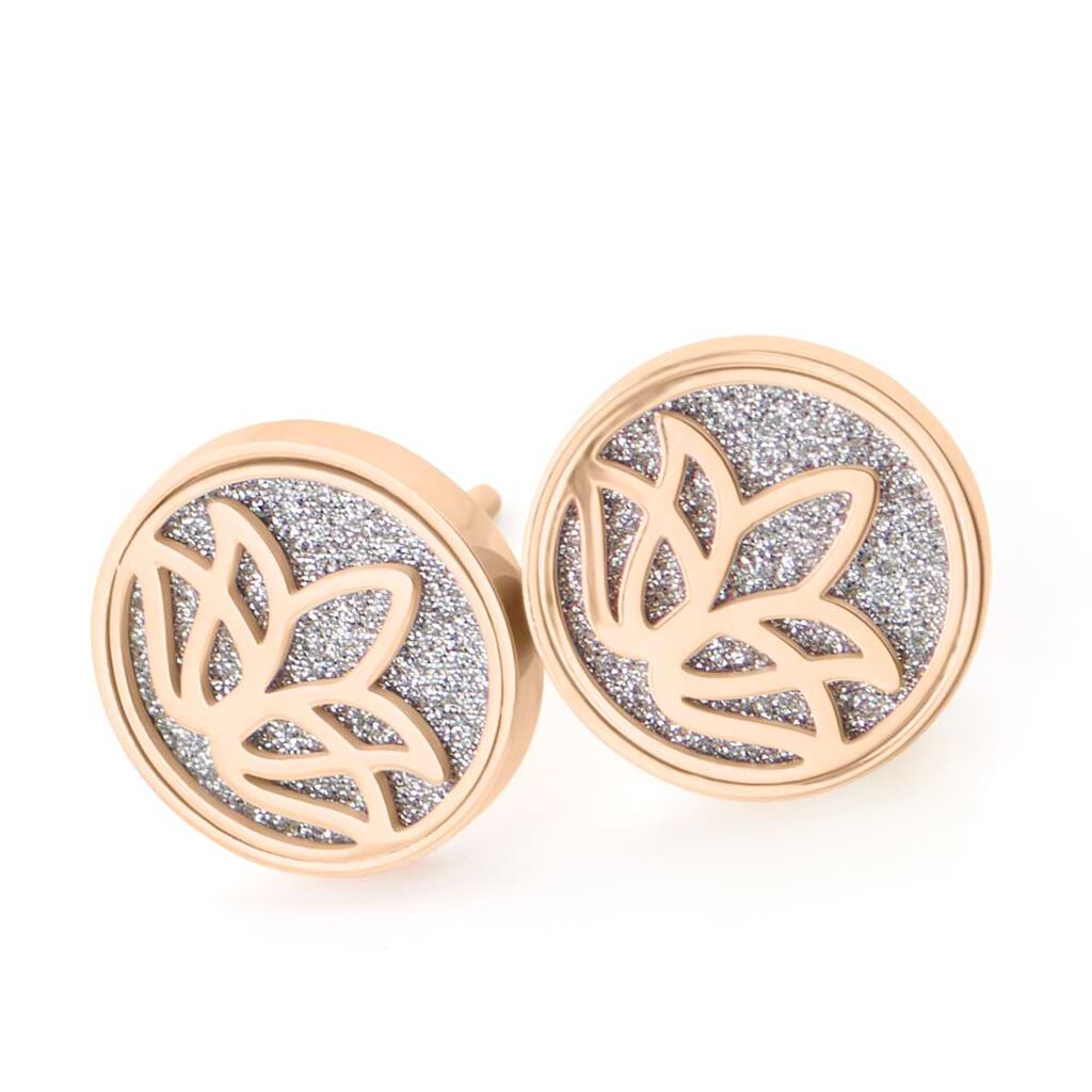 Orecchini a lobo Lady Shine Acciaio Rosato Fiore di loto