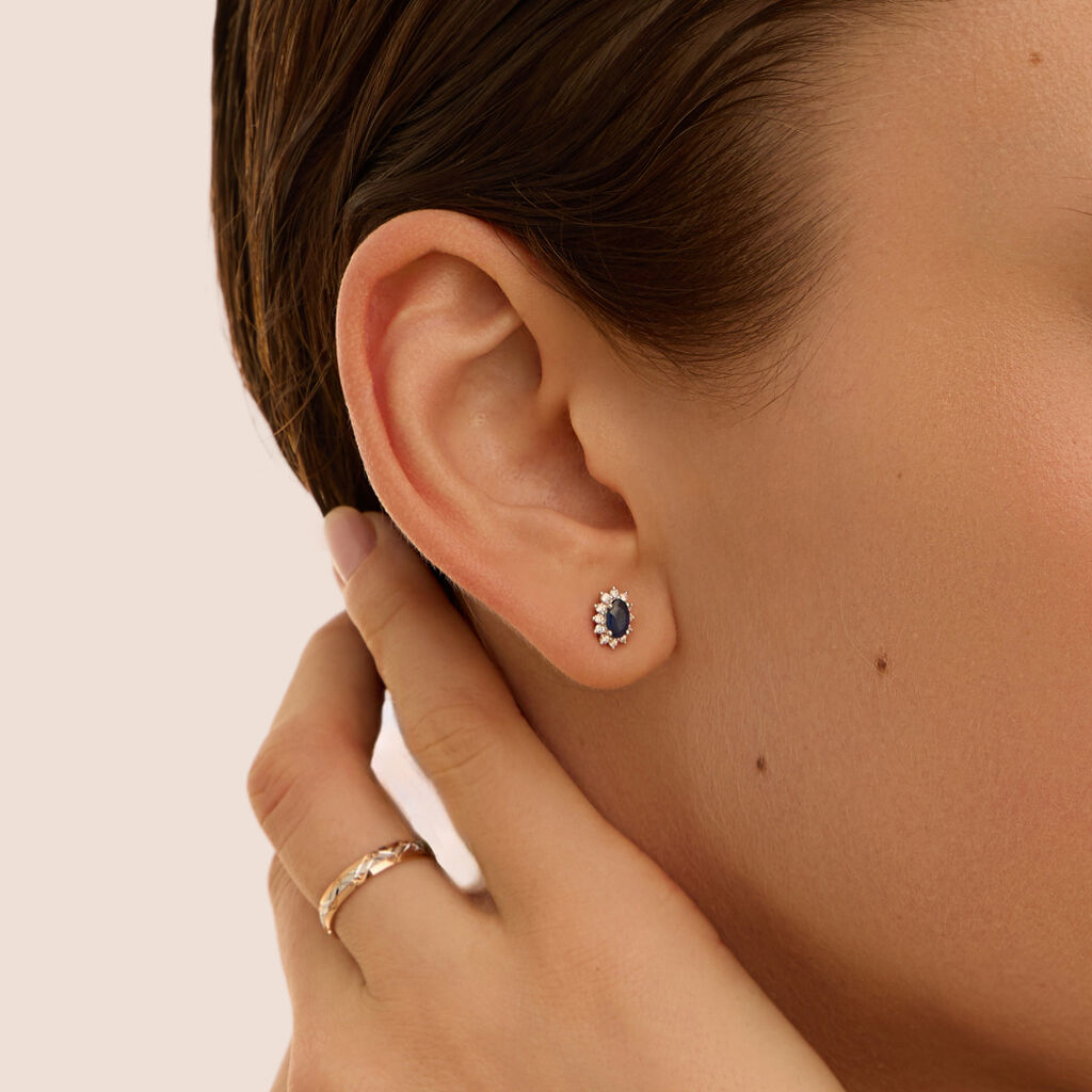 Orecchini Lobo Charlotte Oro Bianco Zaffiro Diamante