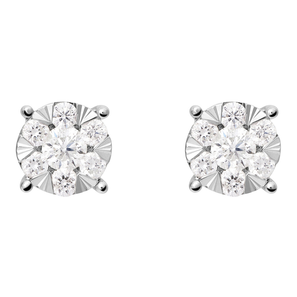 Orecchini Lobo Punto Luce Petali Oro Bianco Diamante