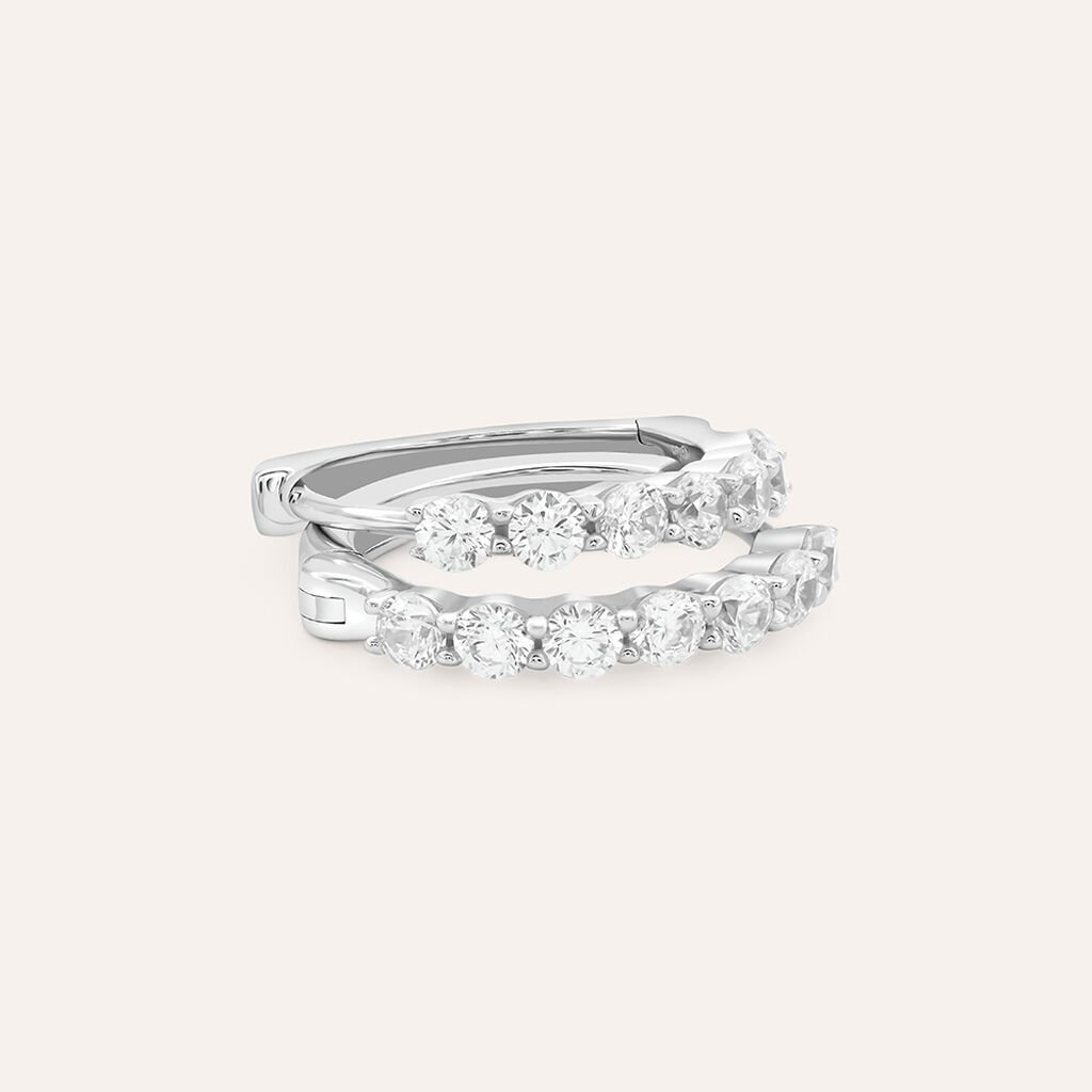 Orecchini A Cerchio Claire Oro Bianco Cubic Zirconia - Orecchini a Cerchio Donna | Stroili