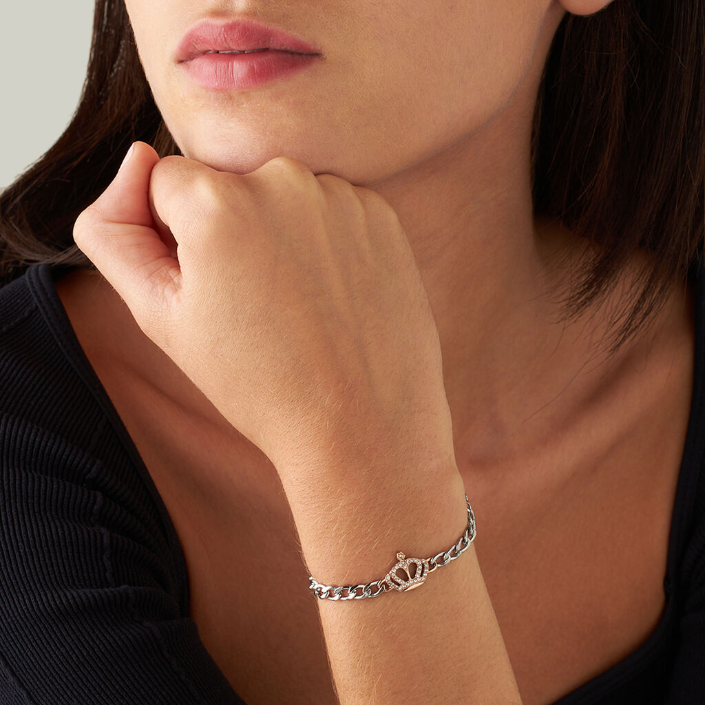 Bracciale Lady Chic Acciaio Bicolore Bianco / Rosa Cristallo - Bracciali Donna | Stroili