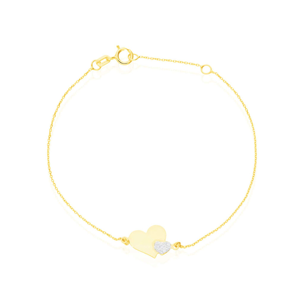Bracciale in oro giallo e glitter con simbolo cuore
