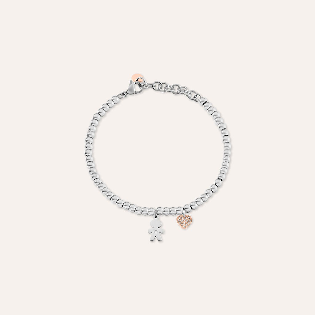 Bracciale Sunrise Acciaio Bicolore Bianco / Rosa Cubic Zirconia