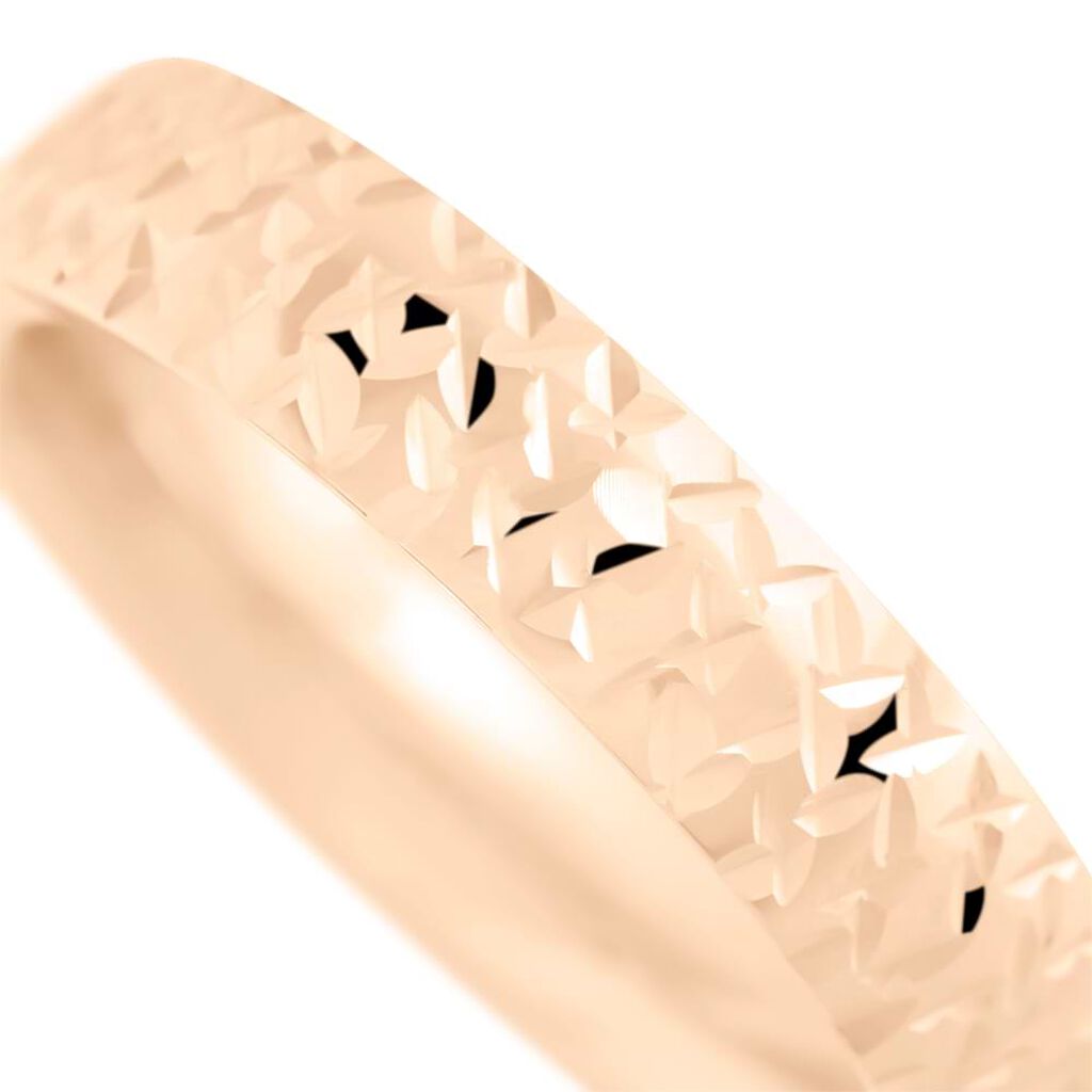 Fede Comoda Leggera Squadrata Diamantata 4 mm Oro Rosa - Anelli con Incisione Donna | Stroili