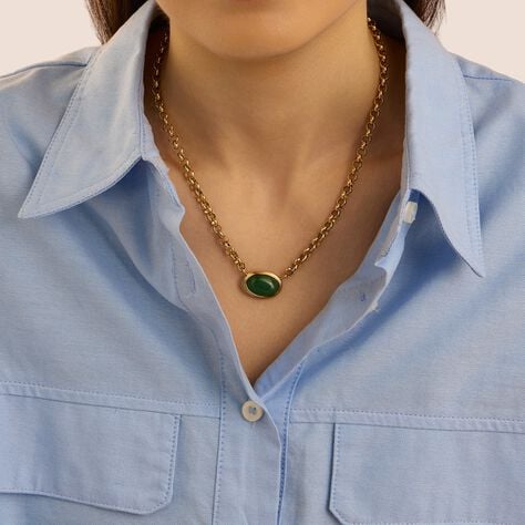 Collana Radiance Acciaio Dorato Avventurina - Collane Donna | Stroili
