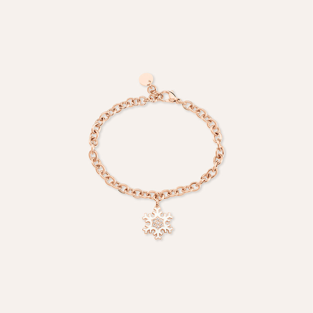 Bracciale Lady Sweet Acciaio Rosato Fiocco di neve e Cristalli