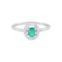 Anello Solitario Elizabeth Crown Oro Bianco Smeraldo Diamante