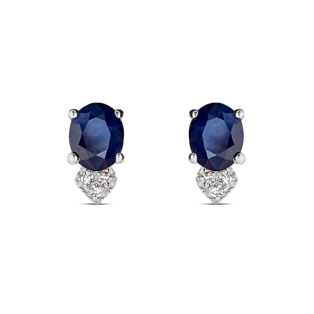 Orecchini Lobo Punto Luce Elizabeth Crown Oro Bianco Zaffiro Diamante