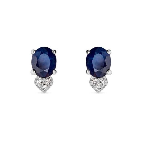 Orecchini Lobo Punto Luce Elizabeth Crown Oro Bianco Zaffiro Diamante - Orecchini a Lobo Donna | Stroili