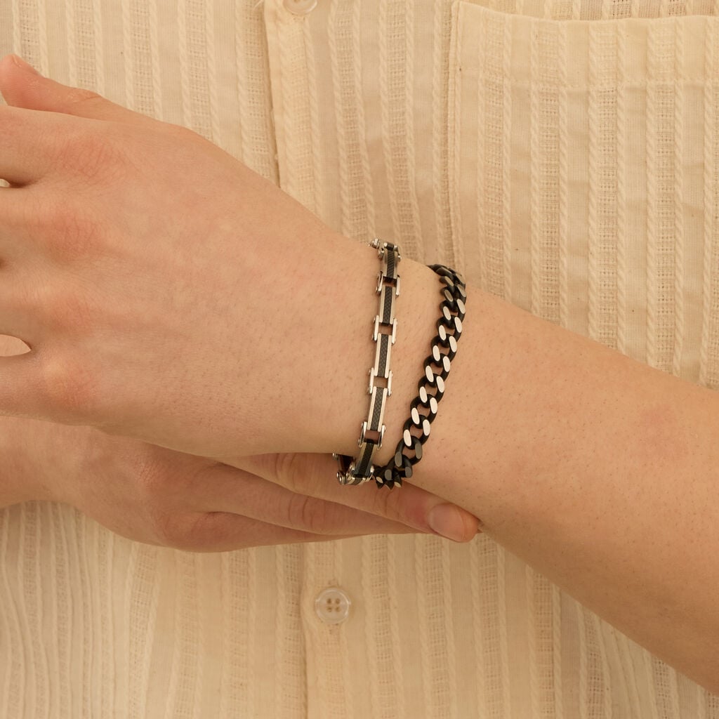 Bracciale Catena Man Code Acciaio Nero