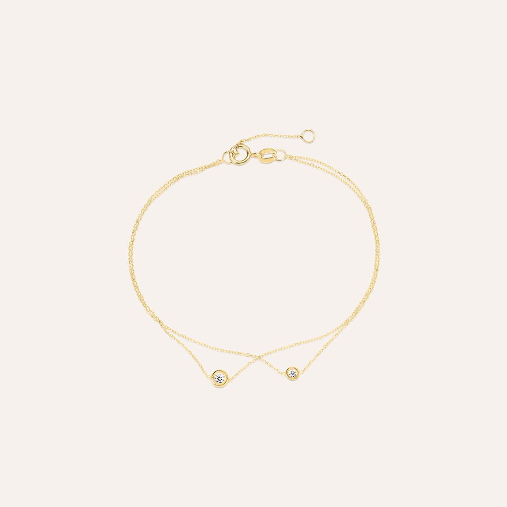 Bracciale Doppio Punto Luce Claire Oro Giallo Cubic Zirconia - Bracciali Amicizia Donna | Stroili
