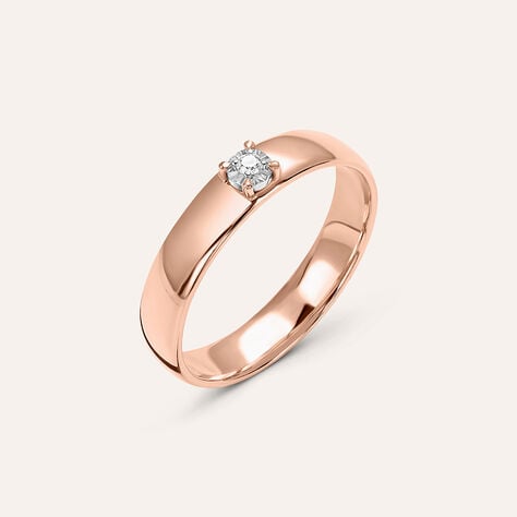 Fede Comoda 4 mm Oro Rosa Diamante - Anelli con Incisione Donna | Stroili