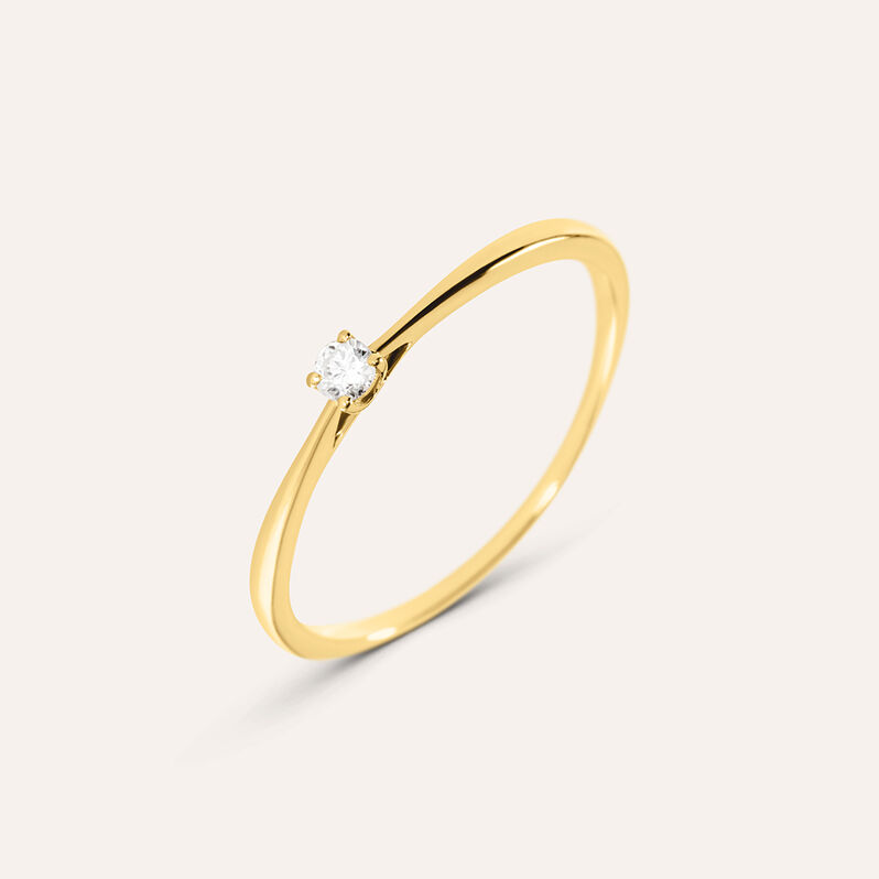 Anello Solitario Grace Oro Giallo Diamante - Anelli con Pietre Donna | Stroili