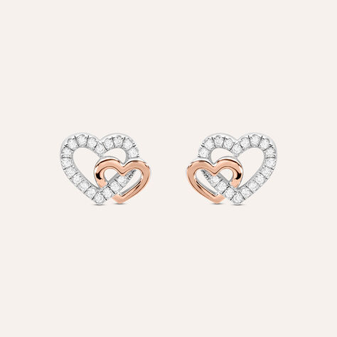 Orecchini Lobo Silver Moments Argento Bicolore Bianco / Rosa Cubic Zirconia - Orecchini a Lobo Donna | Stroili