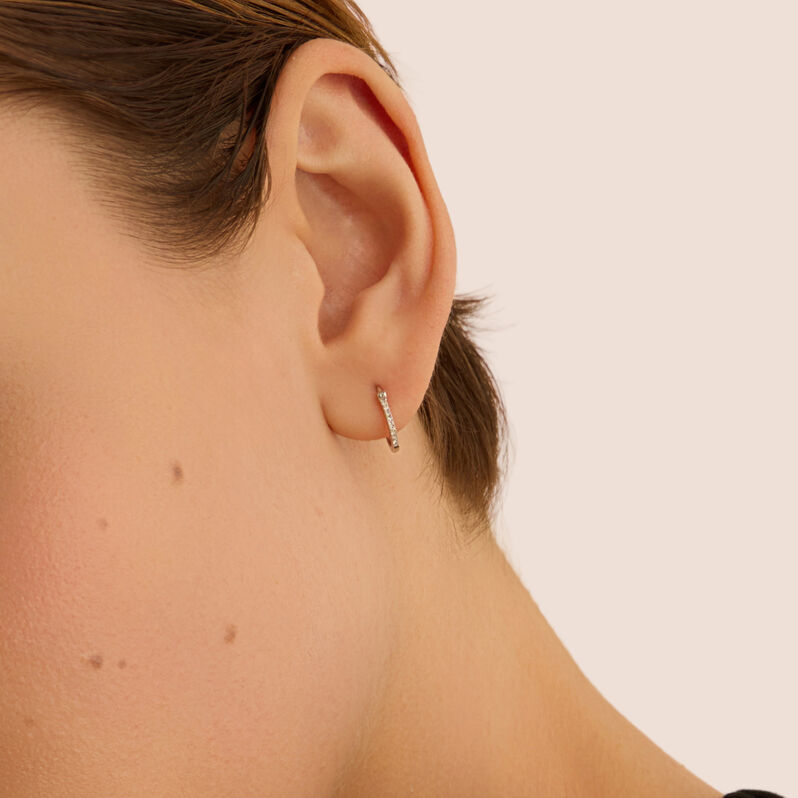 Orecchini A Cerchio Grace Oro Bianco Diamante - Orecchini a Cerchio Donna | Stroili