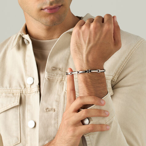 Bracciale Man Code Acciaio Tricolore Bianco / Rosa / Nero Cubic Zirconia - Bracciali Uomo | Stroili