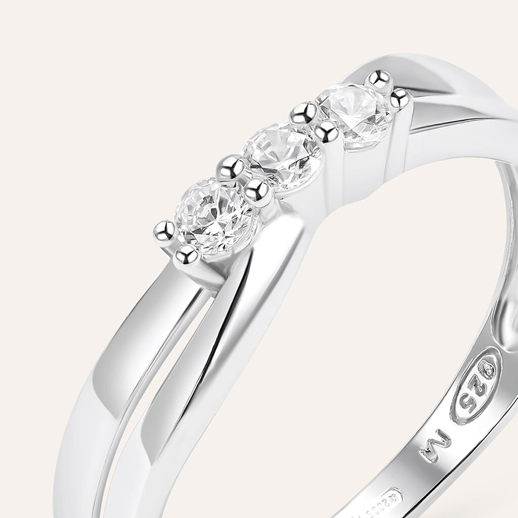 Anello Trilogy Silver Elegance Argento Rodiato Cubic Zirconia - Anelli con Pietre Donna | Stroili