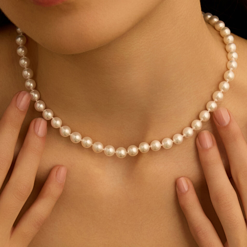 Collana Gabrielle Oro Bianco Perla Akoya