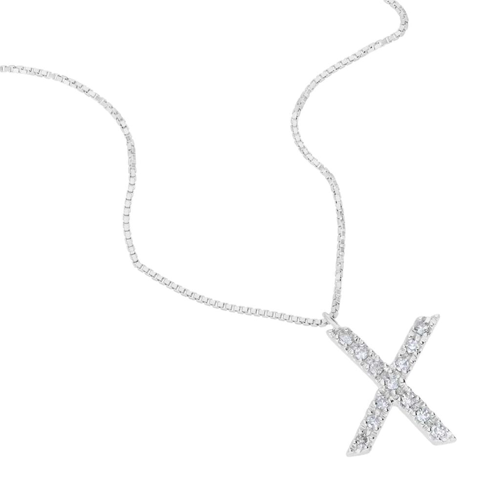 Collana Diamond Letters Oro Bianco Diamante - Collane Donna | Stroili