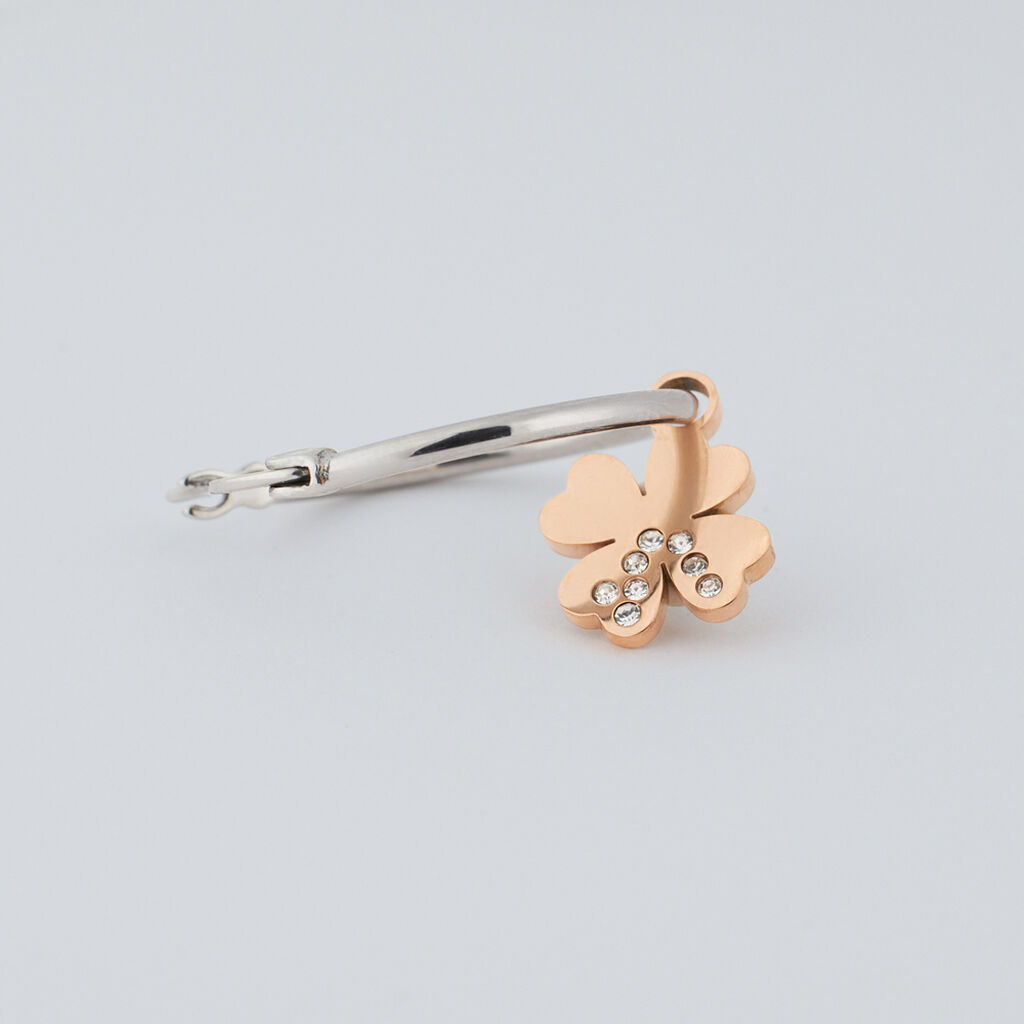 Orecchini A Cerchio Sunrise Acciaio Bicolore Bianco / Rosa Cristallo