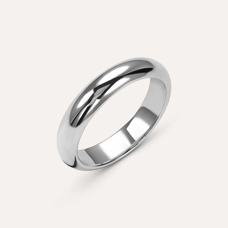 Fede Classica Leggera 4 mm Oro Bianco - Anelli con Incisione Unisex | Stroili