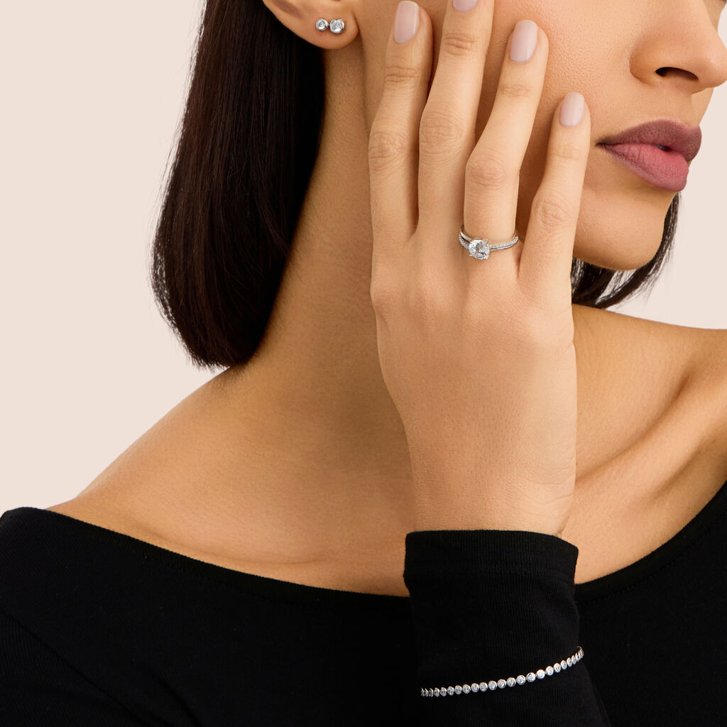 Anello Solitario Silver Elegance Argento Rodiato Cubic Zirconia