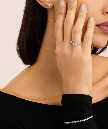 Anello Solitario Silver Elegance Argento Rodiato Cubic Zirconia