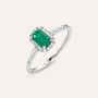 Anello Solitario Charlotte Oro Bianco Smeraldo Diamante