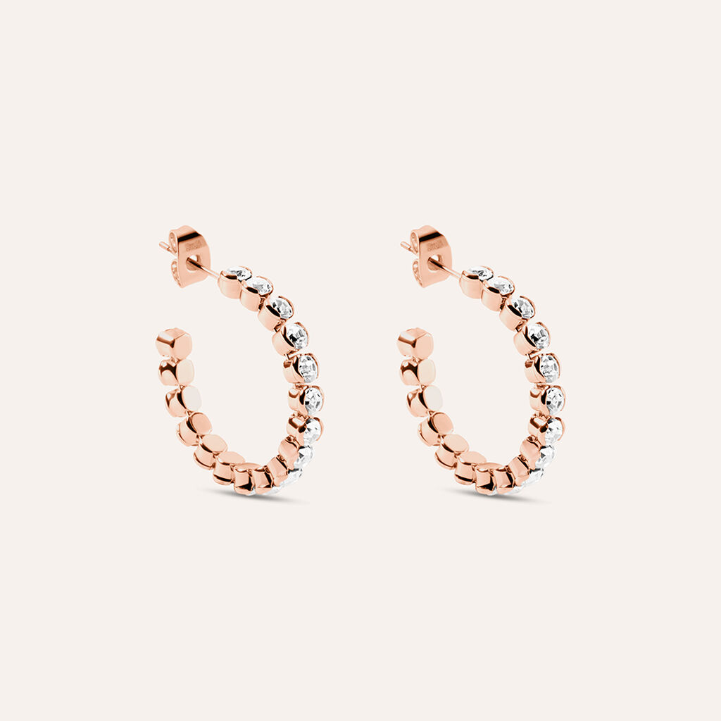 Orecchini A Cerchio Romantic Shine Metallo Rosa Cristallo