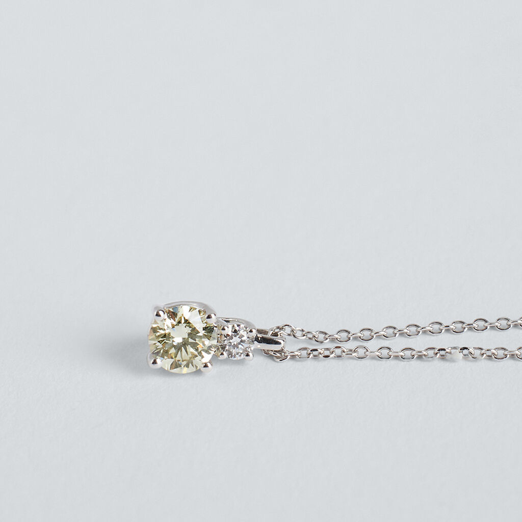 Collana Doppio Punto Luce Diamade Oro Bianco Diamante Lab-Grown