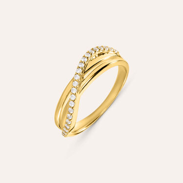 Anello Fascia Silver Glow Argento Dorato Cubic Zirconia